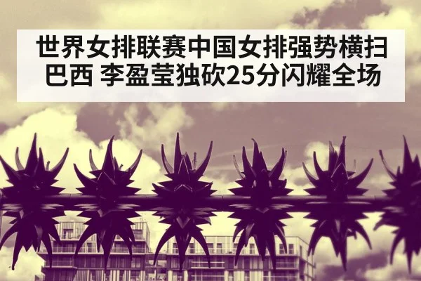 世界女排联赛中国女排强势横扫巴西 李盈莹独砍25分闪耀全场